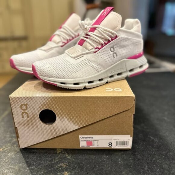 New On Cloud Cloudnova "Barbie" Women Pink Shoes White - Picture 1 of 5